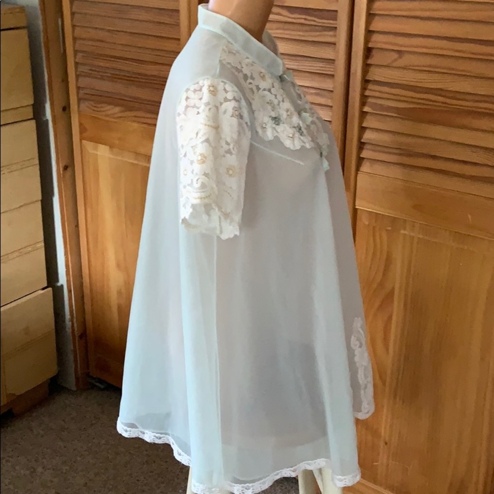 Vintage shadowtime baby blue chiffon nightie robe . Size medium - Picture 7 of 12